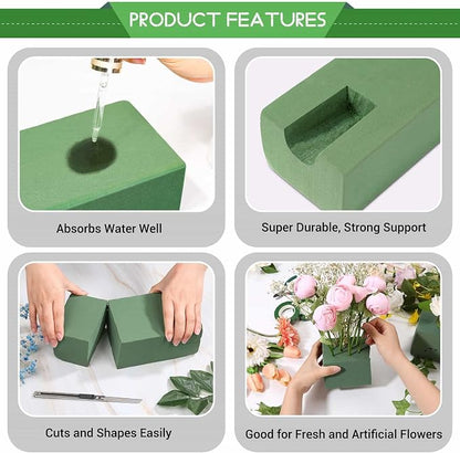 6 Pcs Floral Foam Blocks for Flower Arrangement Wet and Dry Green Floral Foam - Image 4