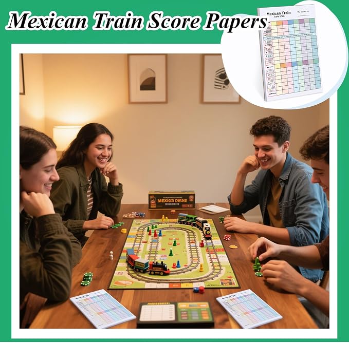 2 Pack 120 Sheets Mexican Train Score Pads Colorful Chicken Foot Dominoes Game - Image 4