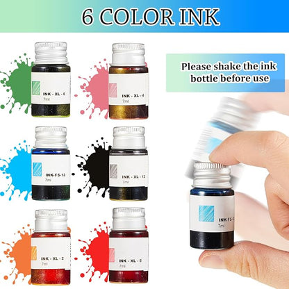 Zonon Glass Dipped Pen Ink Set 14 Pcs Include 6 Pcs Glass Dip Pen, 6 Colorful - Image 4