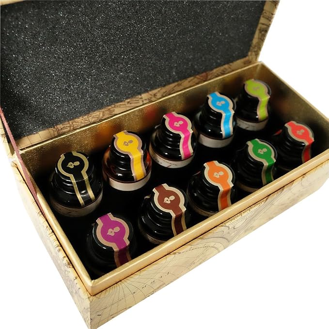 GC QUILL Dip Pen Ink, 10 Colors Fountain Dip Pen Ink Set Non-Carbon Drawing by GC+QUILL