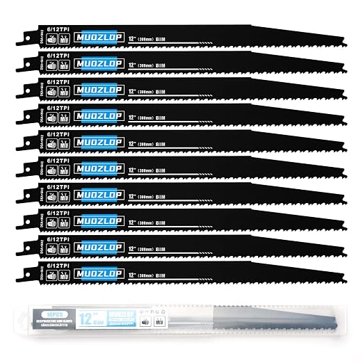 10Pack 12 inch Reciprocating Saw Blades Set, 6/12TPI High Carbon Saw Blades by Unknown