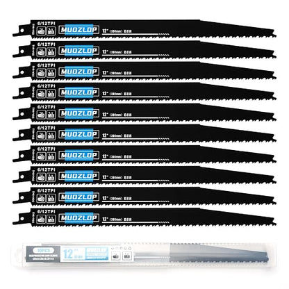 10Pack 12 inch Reciprocating Saw Blades Set, 6/12TPI High Carbon Saw Blades by Unknown