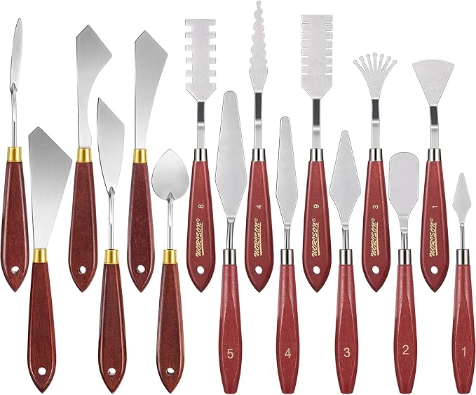 Honoson 16 Pieces Painting Knife Set Stainless Steel Palette Knife Set Draw by Honoson