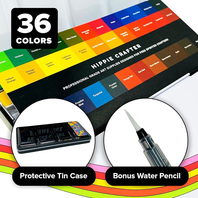 Professional Watercolor Paint Set, 36 Water Colors - Image 4