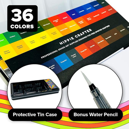 Professional Watercolor Paint Set, 36 Water Colors - Image 4