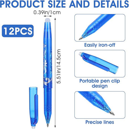 12pcs Heat Erasable Pens for Fabric, Fabric Marking Pens Fabrics Markers No - Image 2