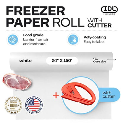 White Freezer Paper Roll 24" x 1800" - Image 2