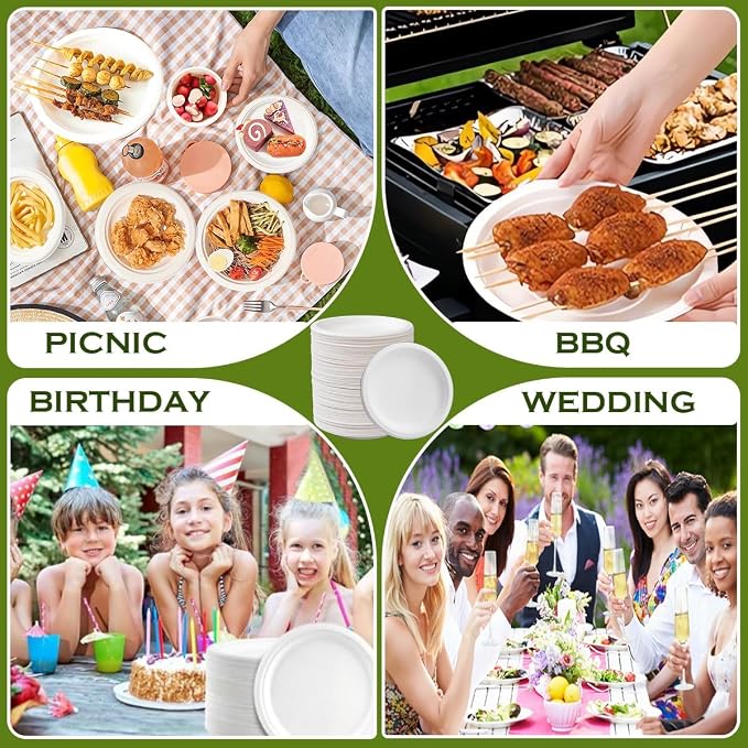 9 inch Plates Disposable Heavy Duty 150 Pack Leak Proof 100% Compostable - Image 5