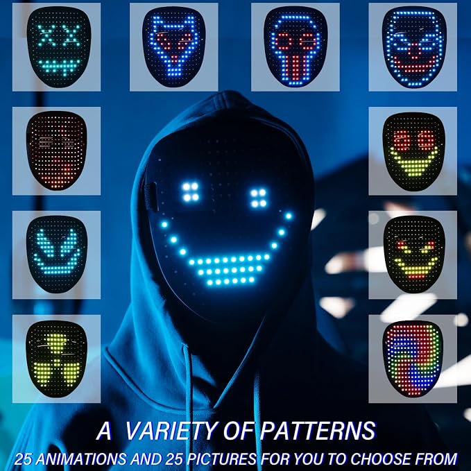 Led Mask with Gesture Sensing, Light up Face Transforming Mask - Image 6