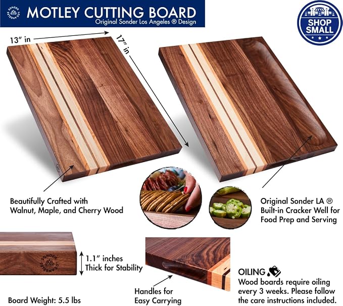 Sonder Los Angeles, Large Walnut/Cherry/Maple Wood Cutting Board - Image 2