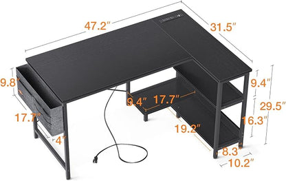 ODK 48 Inch Small L Shaped Gaming Computer Desk - Image 3