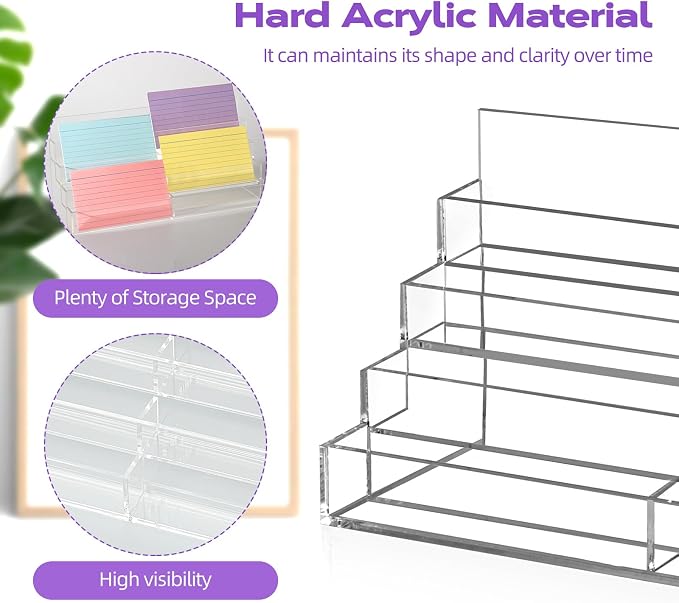 4 Tier Index Card Display Stand 3x5 Acrylic Card Holder - Image 3