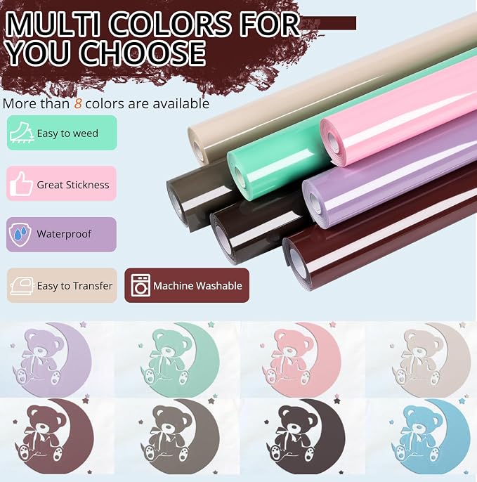 HTVRONT Puff Vinyl Heat Transfer -10" x 6ft Reddish Brown 3D Puff Heat Transfer - Image 3