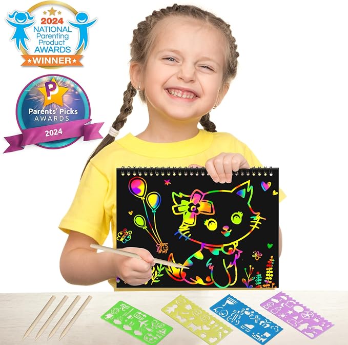 ZMLM Scratch Paper Art Craft: 2 Pack Rainbow Scratch Set - Image 2