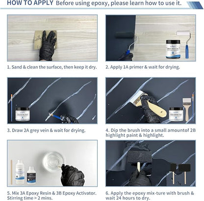 GLAINTE Black Marble Countertop Paint Kit Epoxy Countertop Refinishing Paint Kit - Image 2