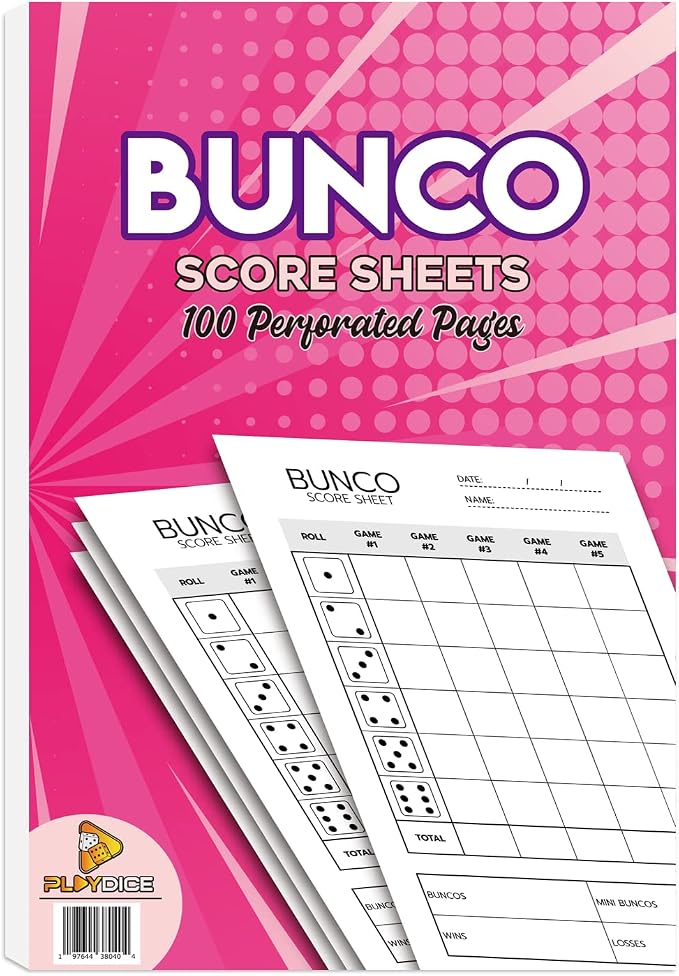 PlayDice Bunco Score Sheets: 100 Single Side Large Print Score Sheets by PlayDice