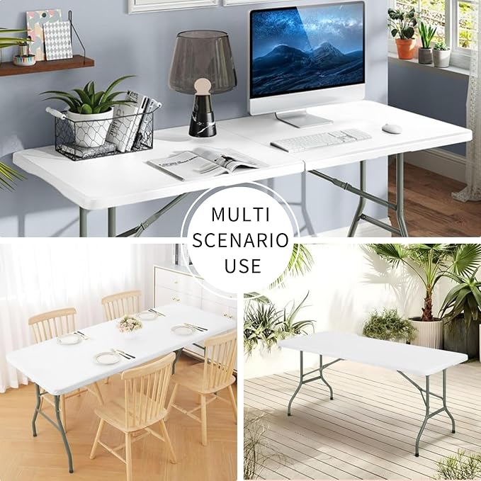 Folding Tables with Carrying Handle Heavy Duty Rectangular Portable Plastic - Image 6