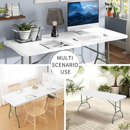Folding Tables with Carrying Handle Heavy Duty Rectangular Portable Plastic - Image 6