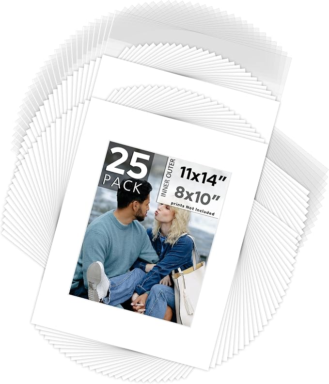 Mat Board Center, 11x14 for 8x10 White Picture Mat Sets by MatBoardCenter