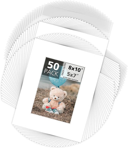 Mat Board Center, 8x10 for 5x7 White Picture Mat Sets by MatBoardCenter