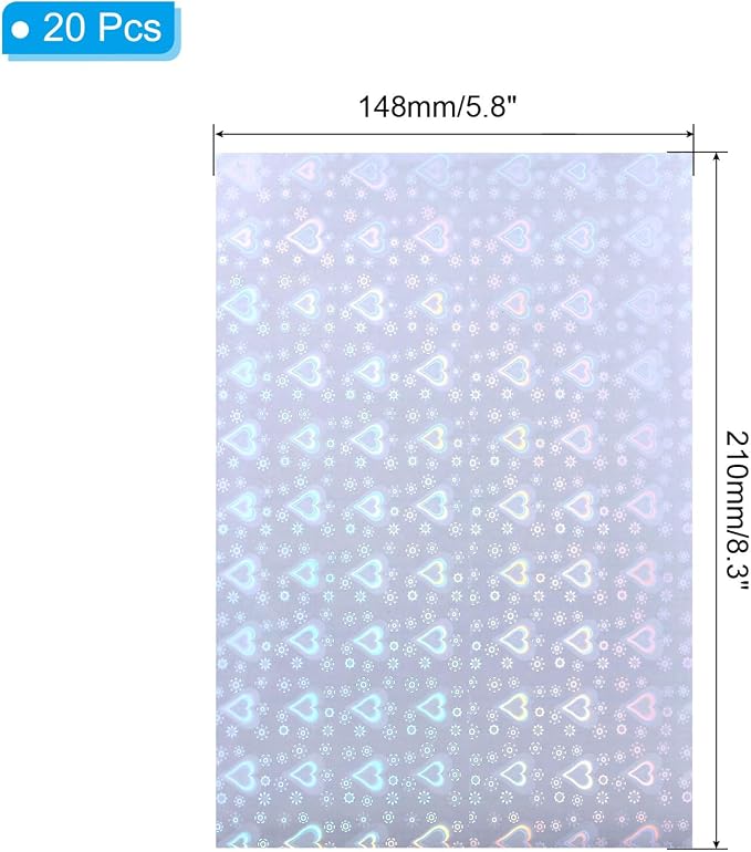 PATIKIL 8.3x5.8" Holographic Sticker Paper, 20Sheets A5 Polypropylene - Image 2