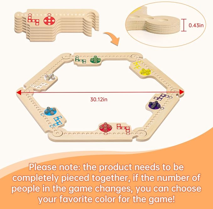 Jokers and Marbles Board Game, Wooden Marble Game - Image 4
