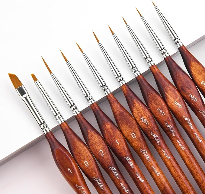 Golden Maple Miniature Model Paint Brushes-10pcs Micro Detail Paint Brush Set by goldenmaple