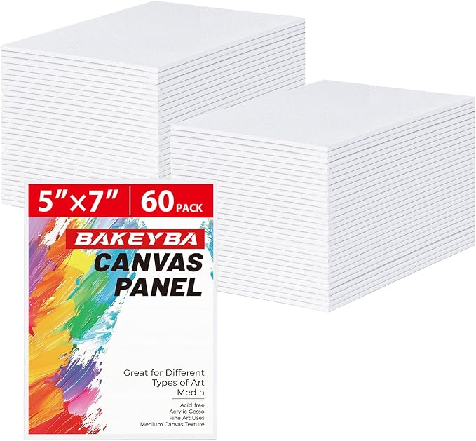 Small Painting Canvas Boards 60 Pack 5x7 Inch Kids Canvas Panels Blank White by Unknown