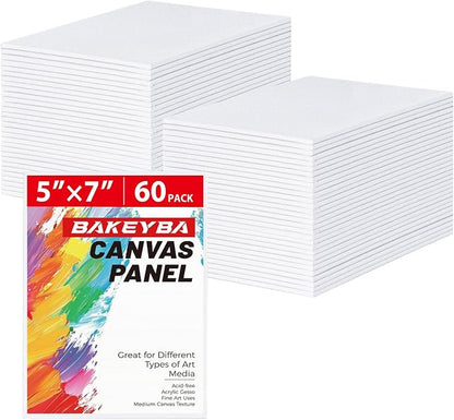 Small Painting Canvas Boards 60 Pack 5x7 Inch Kids Canvas Panels Blank White by Unknown