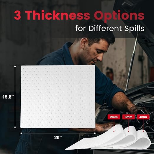 Oil Absorbent Pads | 16"x20" Oil-Only Spill Mat 100-Pack | Industrial Spill - Image 2