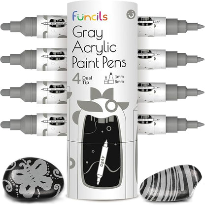 4 Dual Tip Gray Paint Pen Metallic by Funcils