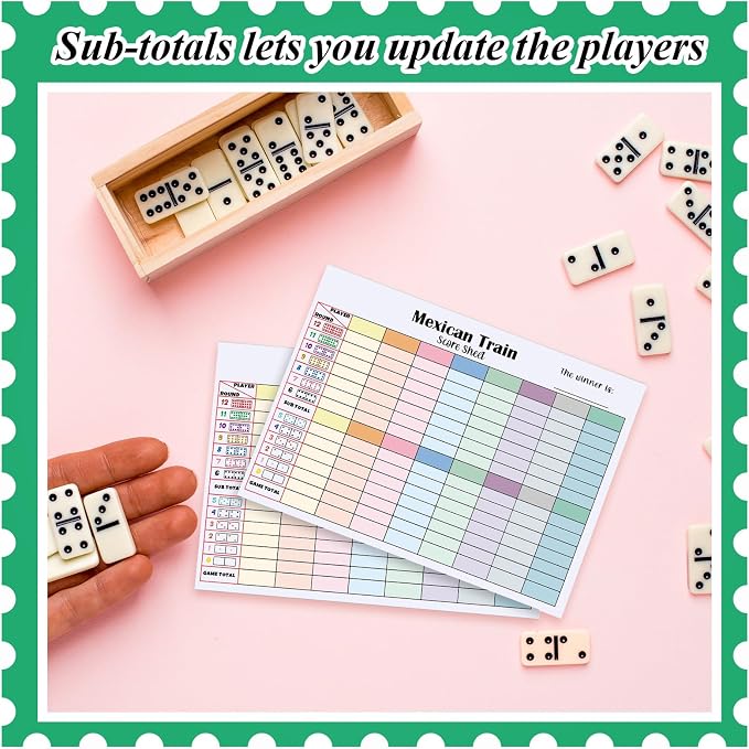 2 Pack 120 Sheets Mexican Train Score Pads Colorful Chicken Foot Dominoes Game - Image 5