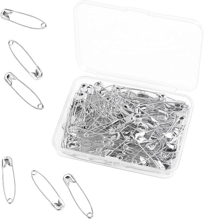 100 Pack Silver Safety Pins Assorted, Galvanized Steel Bulk Safety Pins by Tenalleys