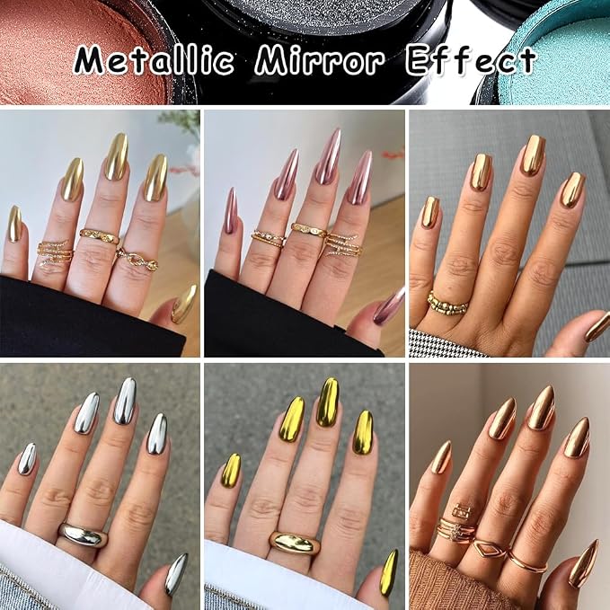 8 Jars Chrome Nail Powder Magic White Pearl Kit, Metallic Mirror Effect - Image 3