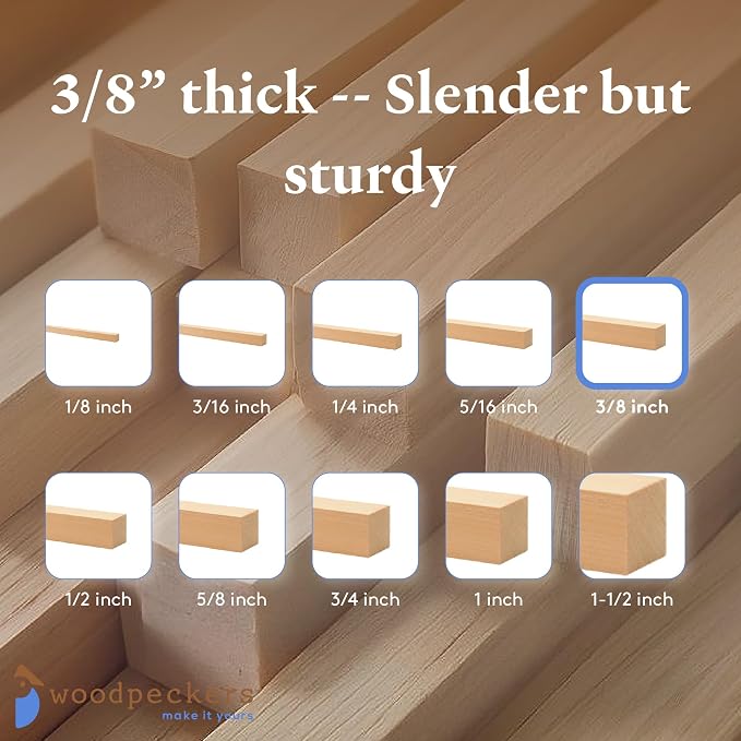 Wood Square Dowel Rods 3/8-inch x 48 Pack of 50 Wooden Craft Sticks - Image 6