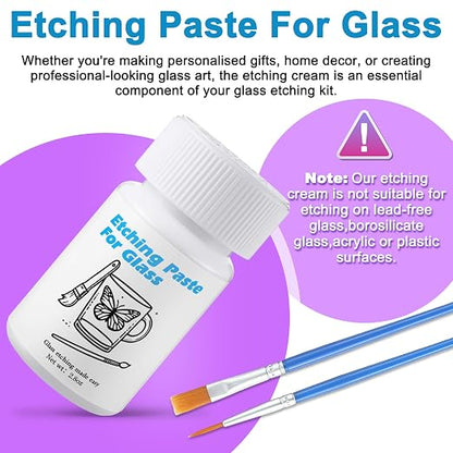 Glass Etch Starter Cream Kit for Intricate Designs Etching Art Cream Etching - Image 2