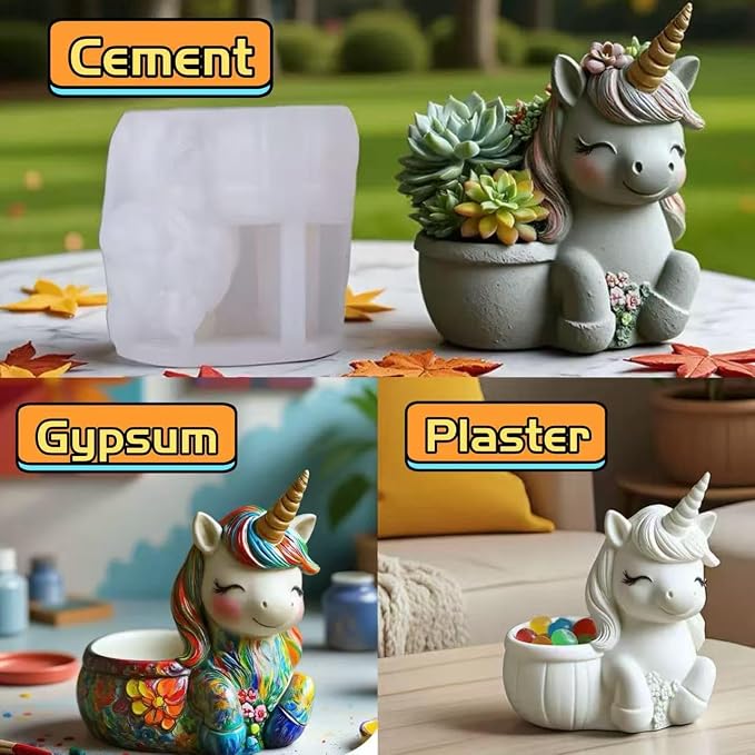 Animal Resin Molds Silicone 3D Cute Unicorn Epoxy Resin Jar Plaster Candle - Image 5