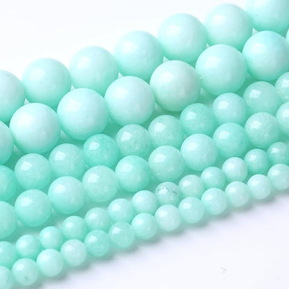 48PCS 8MM Amazonite Blue Jade Stone Beads Energy Healing Beads by JIANJING