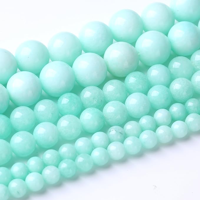 60PCS 6MM Amazonite Blue Jade Stone Beads Energy Healing Beads by JIANJING