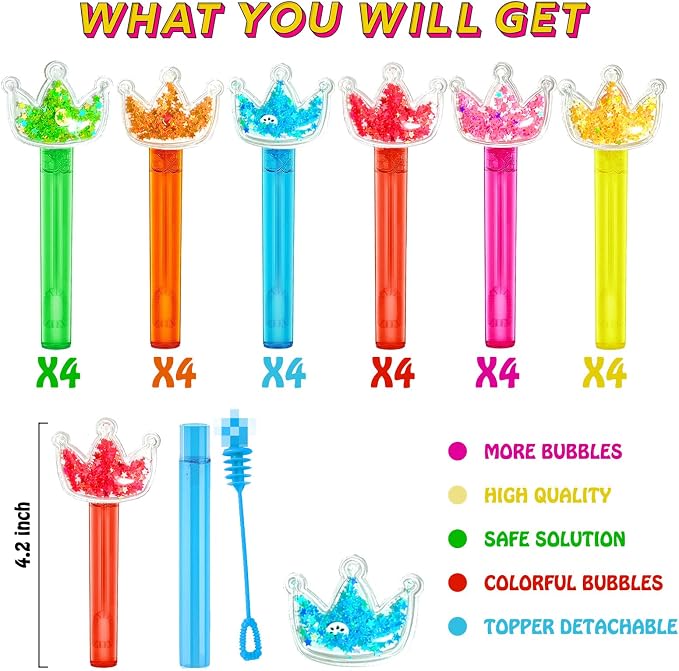 Princess Party Favors, Bling Crown Bubble Wand - Image 3