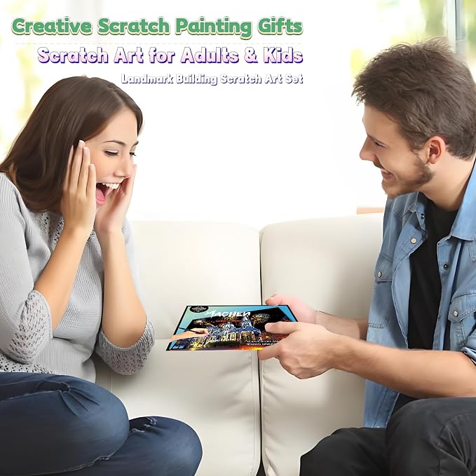 Scratch Art Painting Kit for Adults-8 Sheets A4 Rainbow Scratch Painting Paper - Image 5