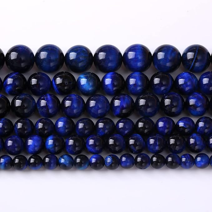 Natural Stone Lapis Blue Tiger Eye Beads Round Loose Spacer Beads by NaturalStoneBeads