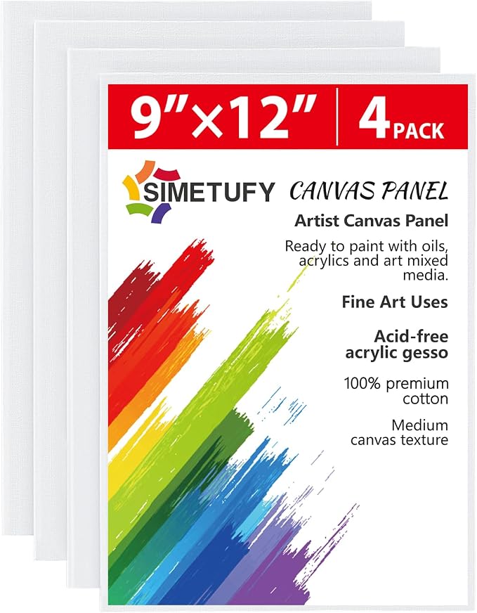 Simetufy 4 Pack 9x12Inch Canvas Boards by Simetufy