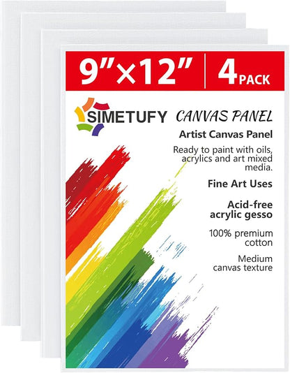 Simetufy 4 Pack 9x12Inch Canvas Boards by Simetufy