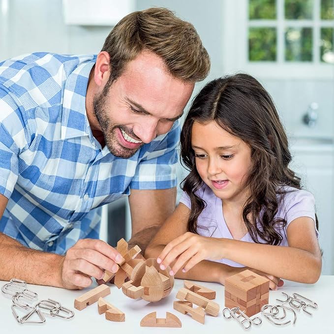 LESONG Brain Teasers Metal and Wooden Puzzles - Image 5