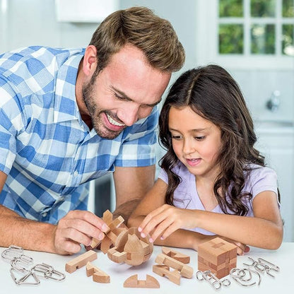 LESONG Brain Teasers Metal and Wooden Puzzles - Image 5
