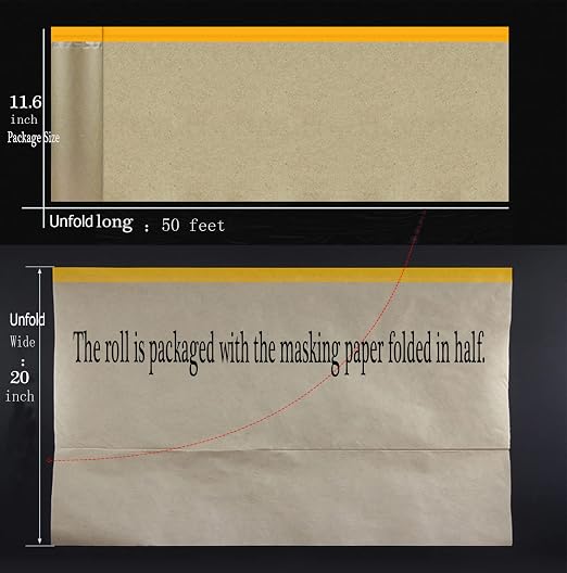 Pre-Taped Masking Paper for Painting, 20 Inch x 50 Feet Tape and Drape Painters - Image 4