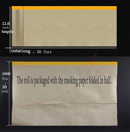 Pre-Taped Masking Paper for Painting, 20 Inch x 50 Feet Tape and Drape Painters - Image 4