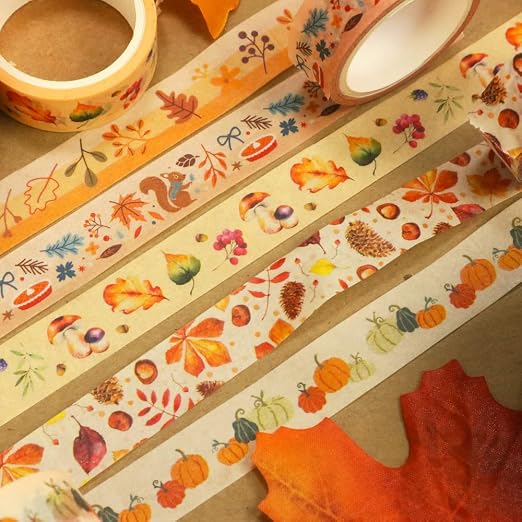 YUBBAEX 10 Rolls Four Seasons Washi Tape Set Yellow Leaves & Flowers Masking - Image 4