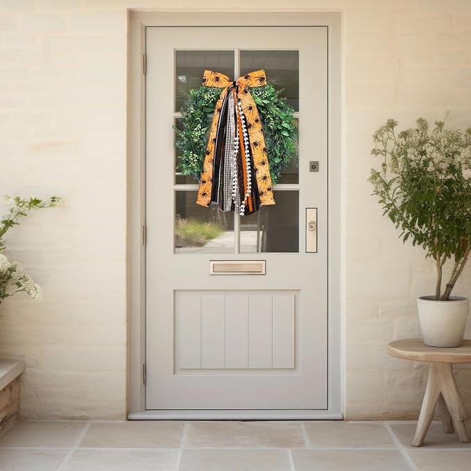 Large Halloween Ribbon Bow for Wreath - Image 3